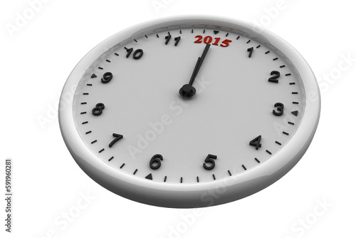 Digitally generated image of 2015 on analog clock