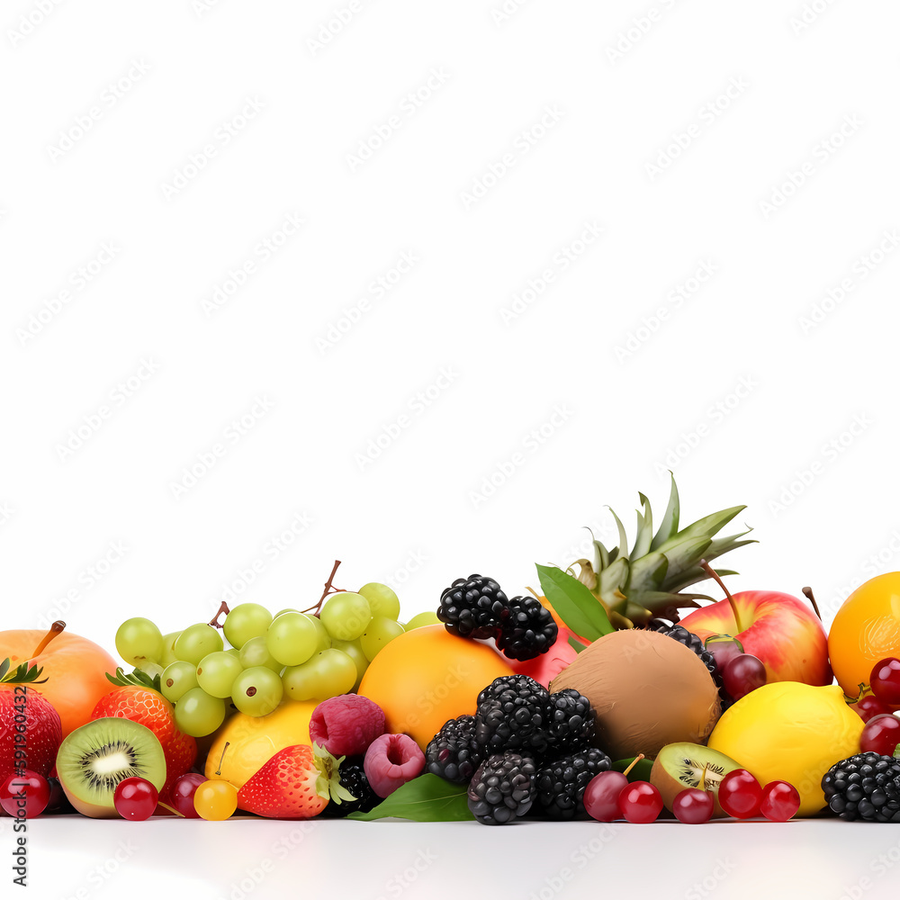 Fruits Banner Isolated On White Banner Fruits Banner Isolated On White Banner