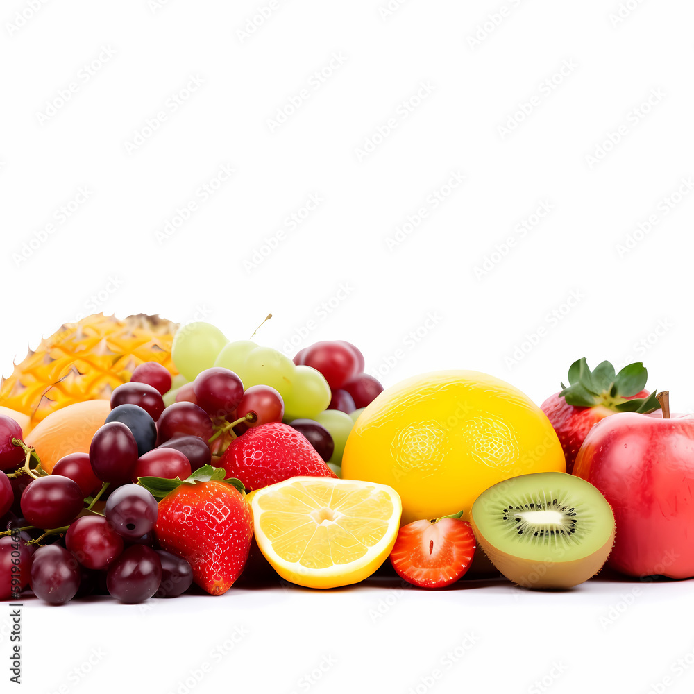 Fruit Isolated On White Background. Generative AI Fruit Isolated On White Background. Generative AI