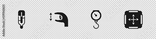 Set Medical thermometer, Approximate measurements, Hand scale spring mechanical and Area icon. Vector