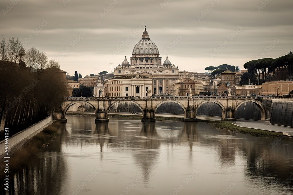 The Vatican City in Rome Italy, generative artificial intelligence
