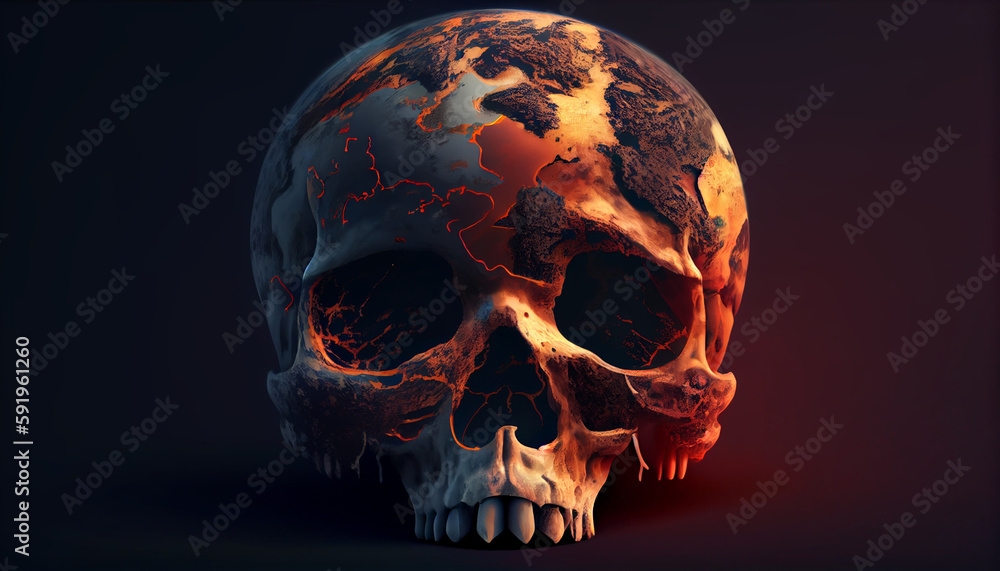 The concept of Saving the Planet Skull and Green Elements Earth day concept Ai generated image The concept of Saving the Planet Skull and Green Elements Earth day concept Ai generated image