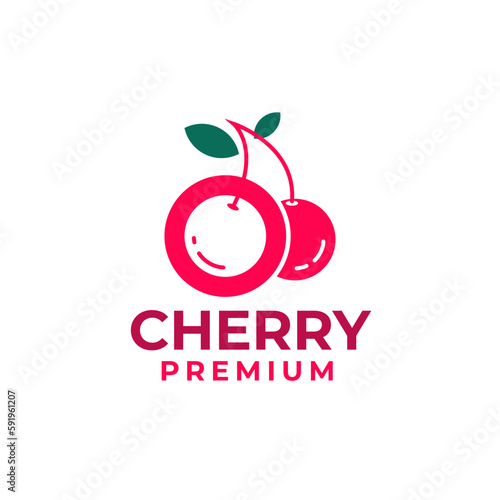 Vector cherry logo design concept illustration idea