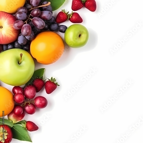 Fruit Isolated On White Background. Generative AI