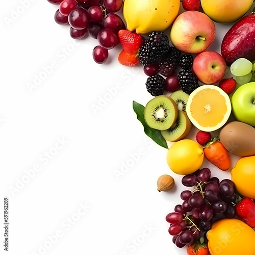 Fruit Isolated On White Background. Generative AI