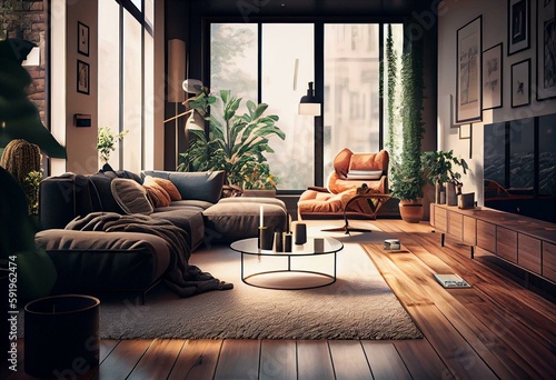 modern living room design, generative ai © Maxim