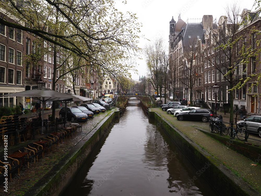 A canal and canal houses in Amsterdam