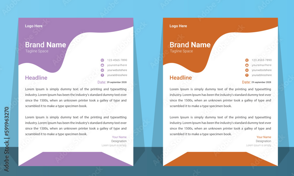 Creative And Modern Letterhead Design Template For Business or advertising.