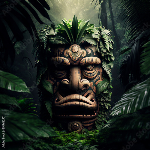 totem in the jungle silhouette of a face © Andrii Yablonskyi