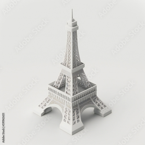 Tiny clay isometric asset cute white background france eiffel tower © Hermes