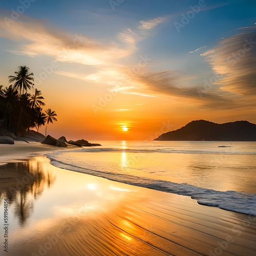 Sunset on paradise island