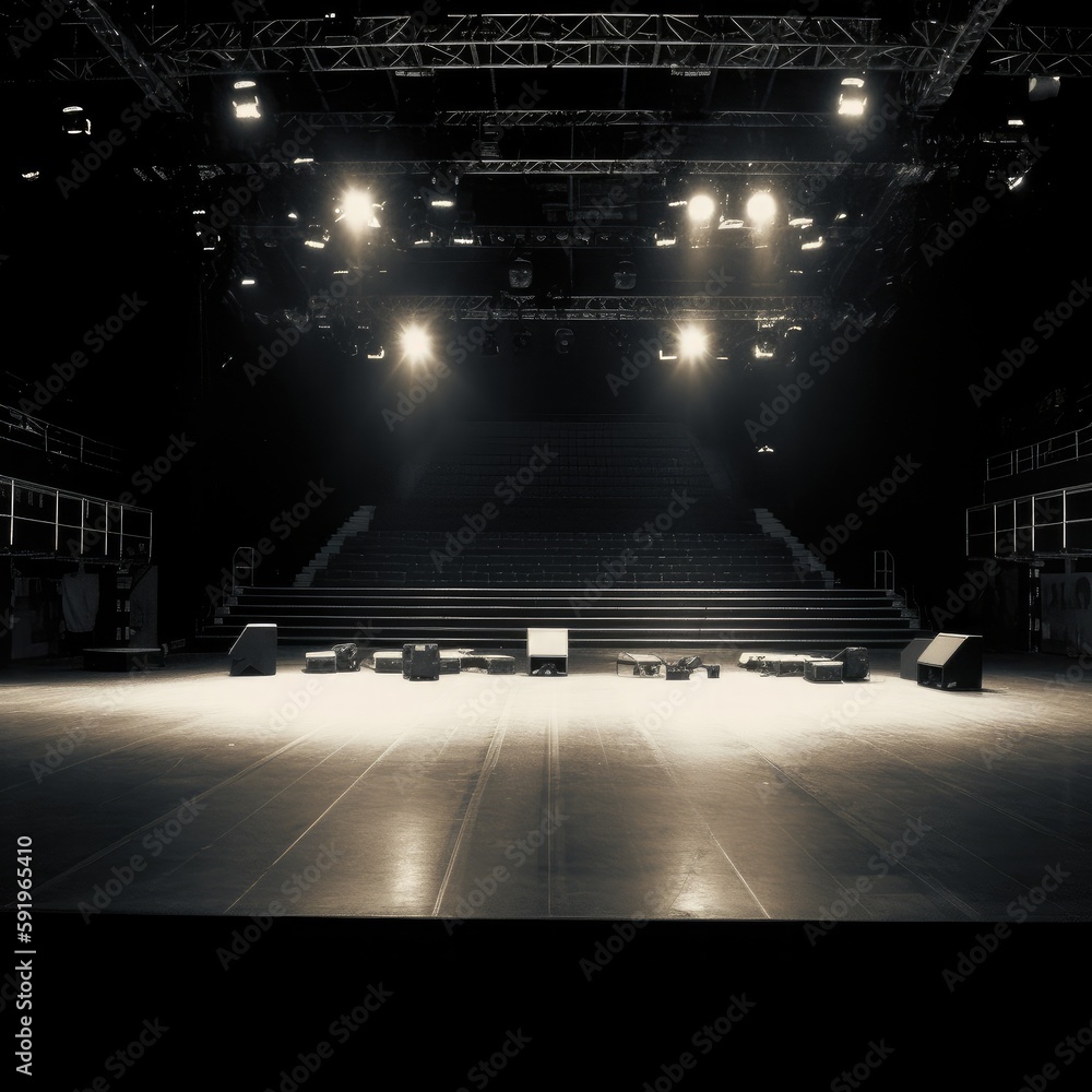 Empty concert hall, theater stage. Generative AI