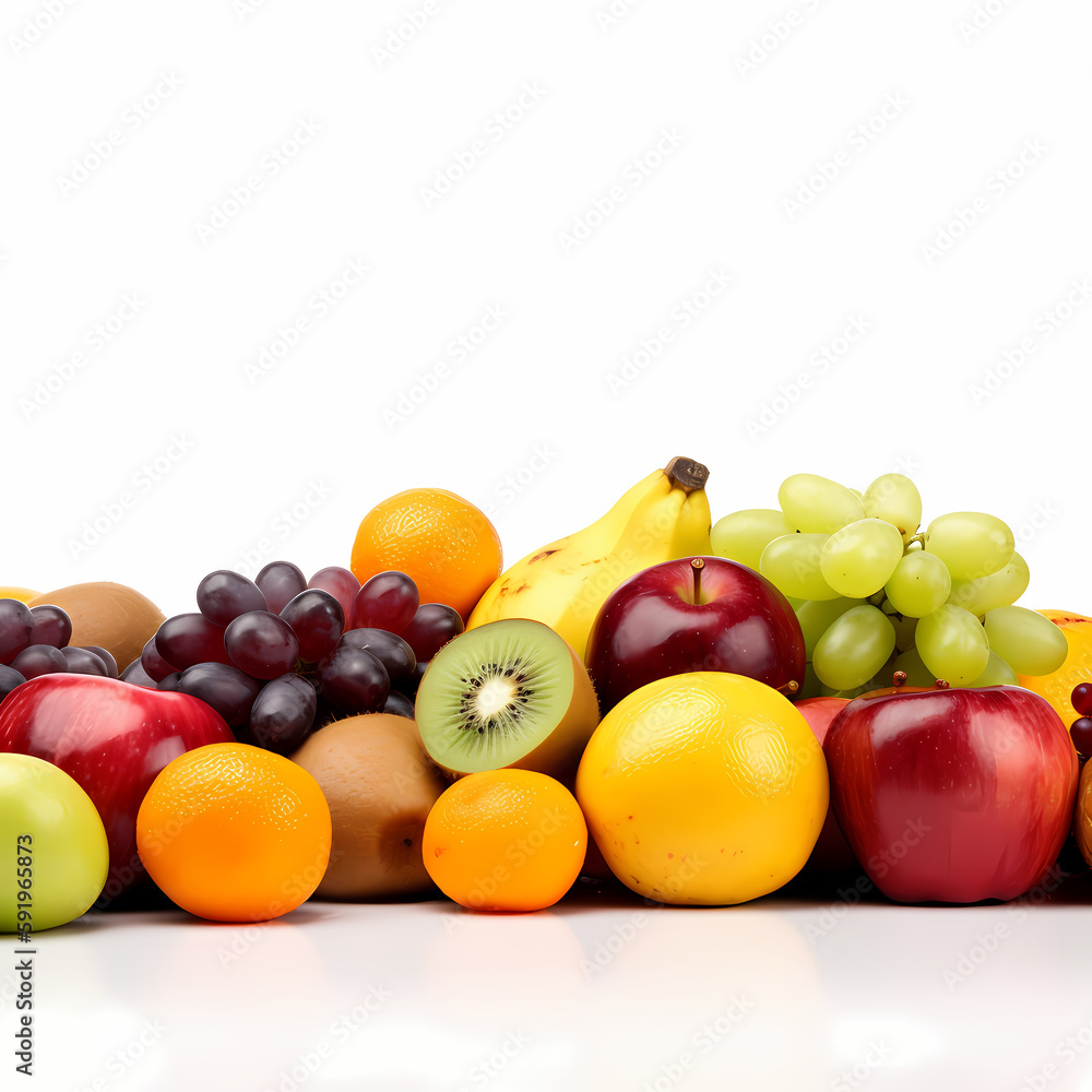 Fruits Isolated On White Background. generative AI Fruits Isolated On White Background. generative AI