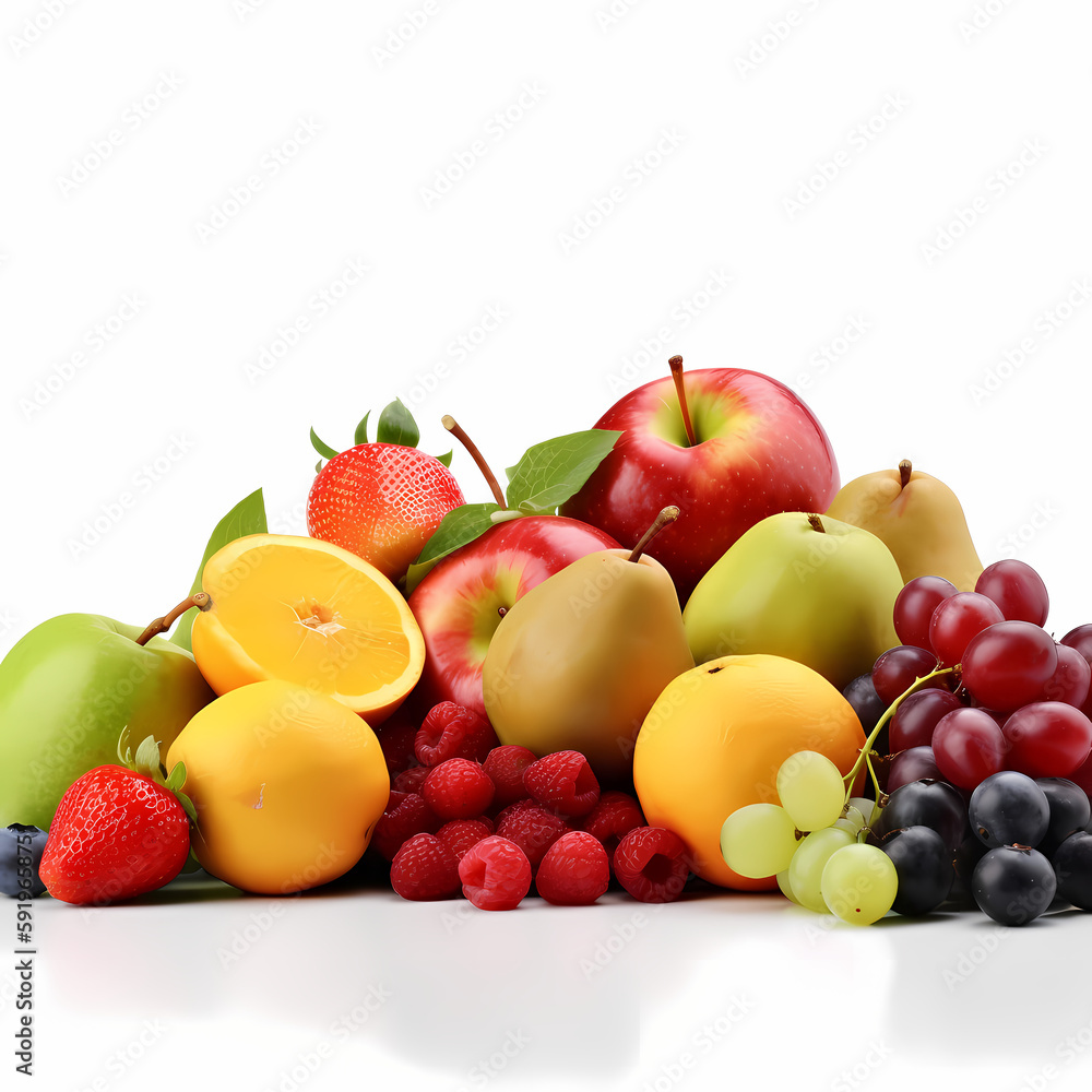 Fruits Isolated On White Background. generative AI Fruits Isolated On White Background. generative AI