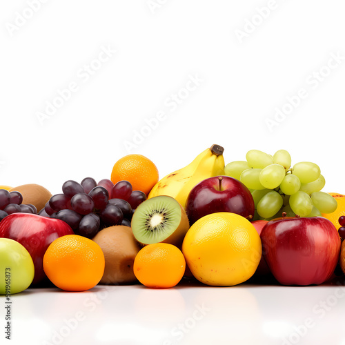 Fruits Isolated On White Background. generative AI