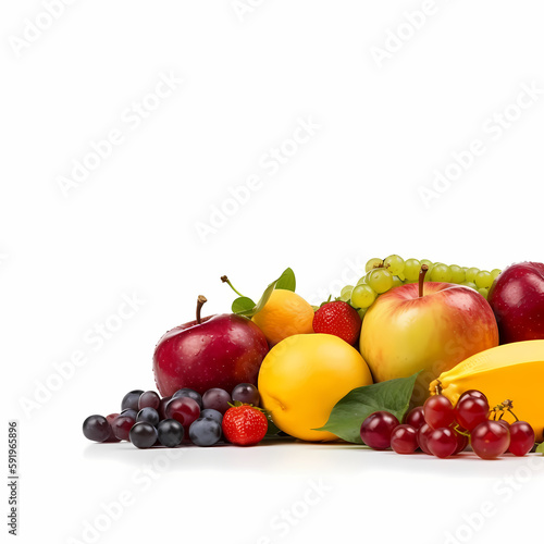 Fruits Isolated On White Background. generative AI