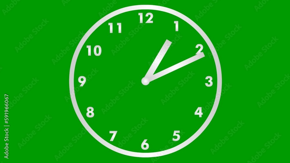 Animated clock. silver watch. Hands of the clock turn quickly. Concept of time, deadline. Looped video. Vector illustration isolated on green background. Animated clock. silver watch. Hands of the clock turn quickly. Concept of time, deadline. Looped video. Vector illustration isolated on green background.