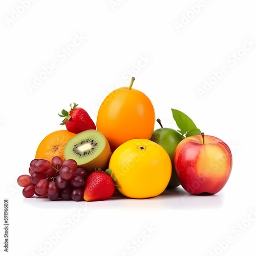 Fruits Isolated On White Background. generative AI