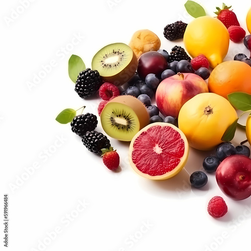 Fruits Isolated On White Background. generative AI