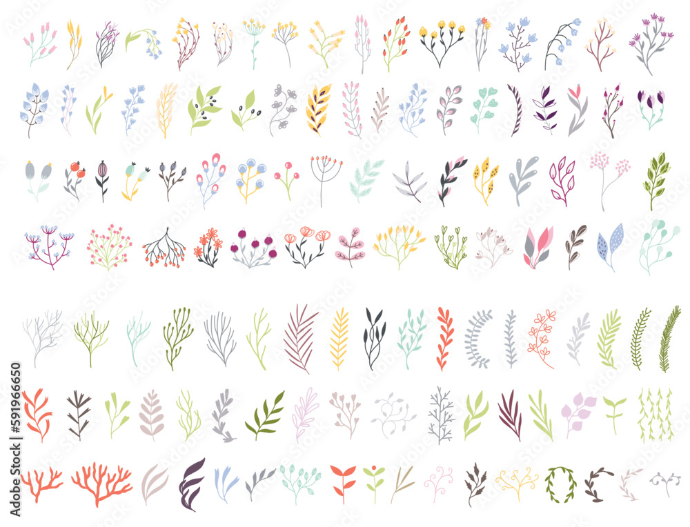 Obraz premium Blooming bouquet illustration vector many flowers leaf floral