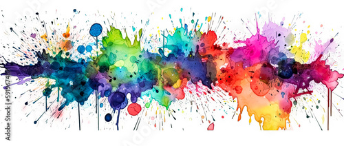watercolor rainbow splash, rainbow splashes, spray-paint style, color field. Generative AI.