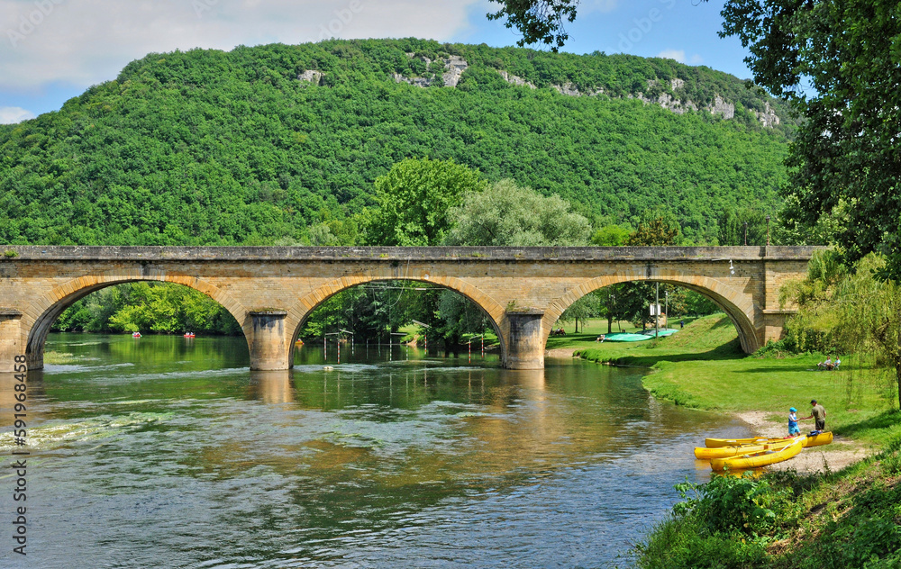 France, picturesque bridge of Castelnaud in Dordogne