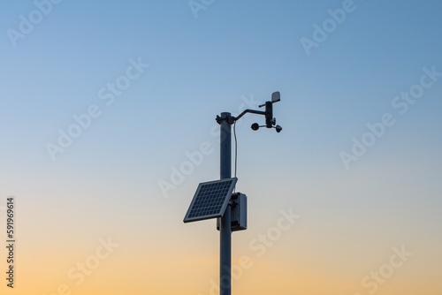 Anemometer with solar energy panel