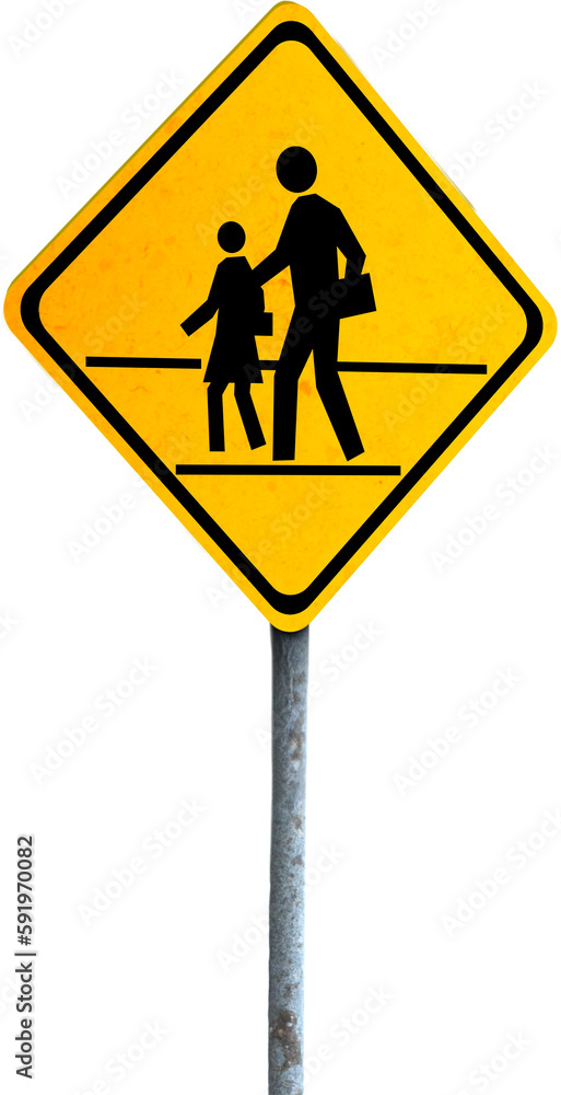 Yellow pedestrian crossing sign Yellow pedestrian crossing sign