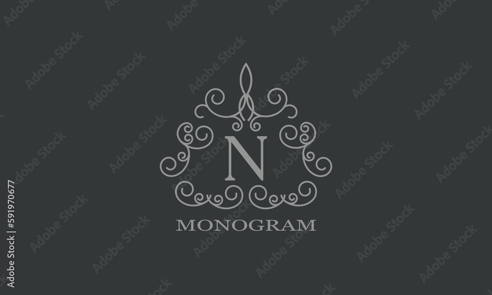 Initial letter N vector logo design for monogram, business, greeting card, sign. Initial letter N vector logo design for monogram, business, greeting card, sign.