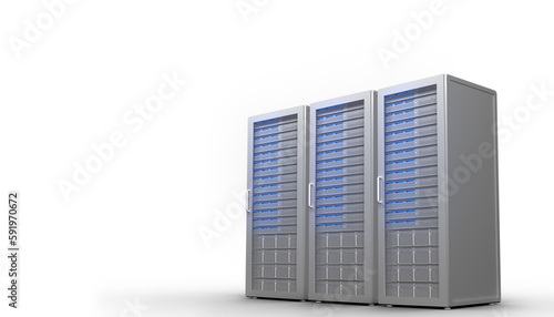 Three digital grey server towers photo
