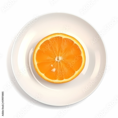 Orange Fruit On White Plate Isolated On White Background. Generative AI
