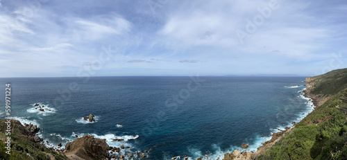 Morocco, Africa: view from Cape Spartel Lighthouse (1864), built by Sultan Muhammad IV at Cape Spartel, promontory at Strait of Gibraltar entrance, the northwesternmost point of African continent photo