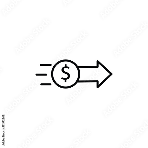 black easy cash flow icon with dollar symbol. concept of us currency sign for business or speed cashflow. simple trend modern minimal refinance logotype graphic design web element isolated on white