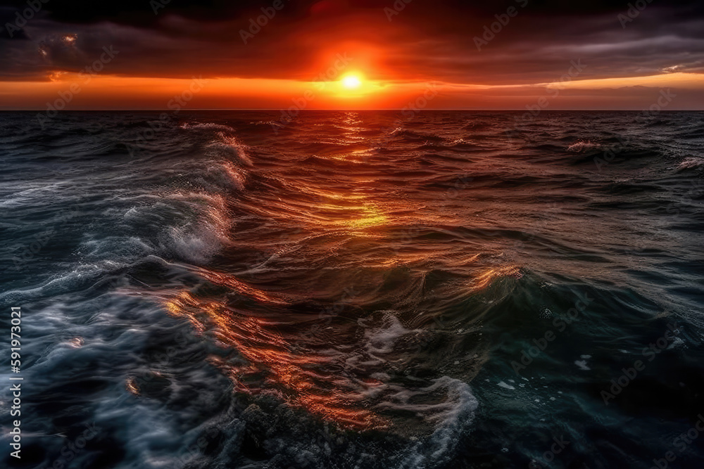 sunset over the sea created with Generative AI technology sunset over the sea created with Generative AI technology