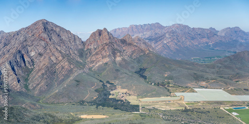 Audensberg range barren slopes aerial, Worcester, South Africa