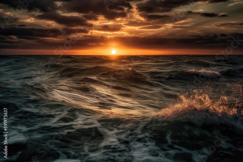 sunset over the sea created with Generative AI technology © Robert Herhold