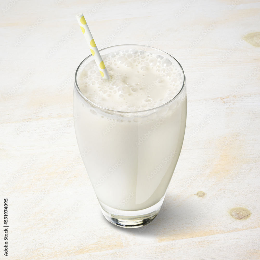 Vanilla Milkshake With Polka-Dot Straw Vanilla Milkshake With Polka-Dot Straw
