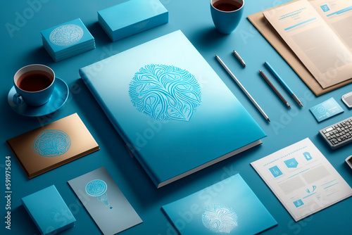mockup for corporate identity of a company, image created with artificial intelligence