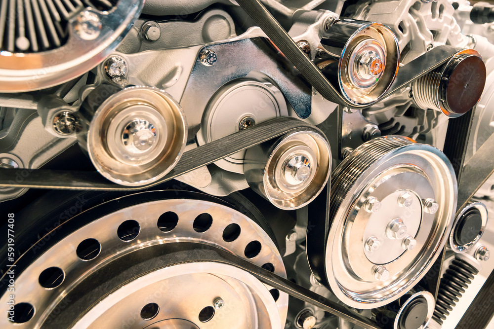 Car engine pulley clearance