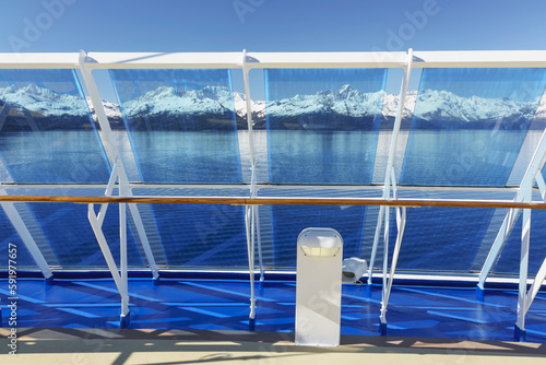 Wind breaks on cruise ship entering College Fjord in Glacier Bay National Park and Preserve; Alaska, United States of America photo