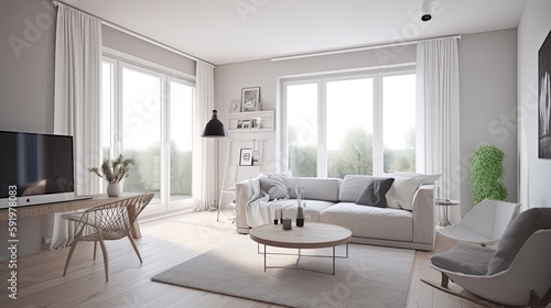 Living room interior design Finnish 3d render