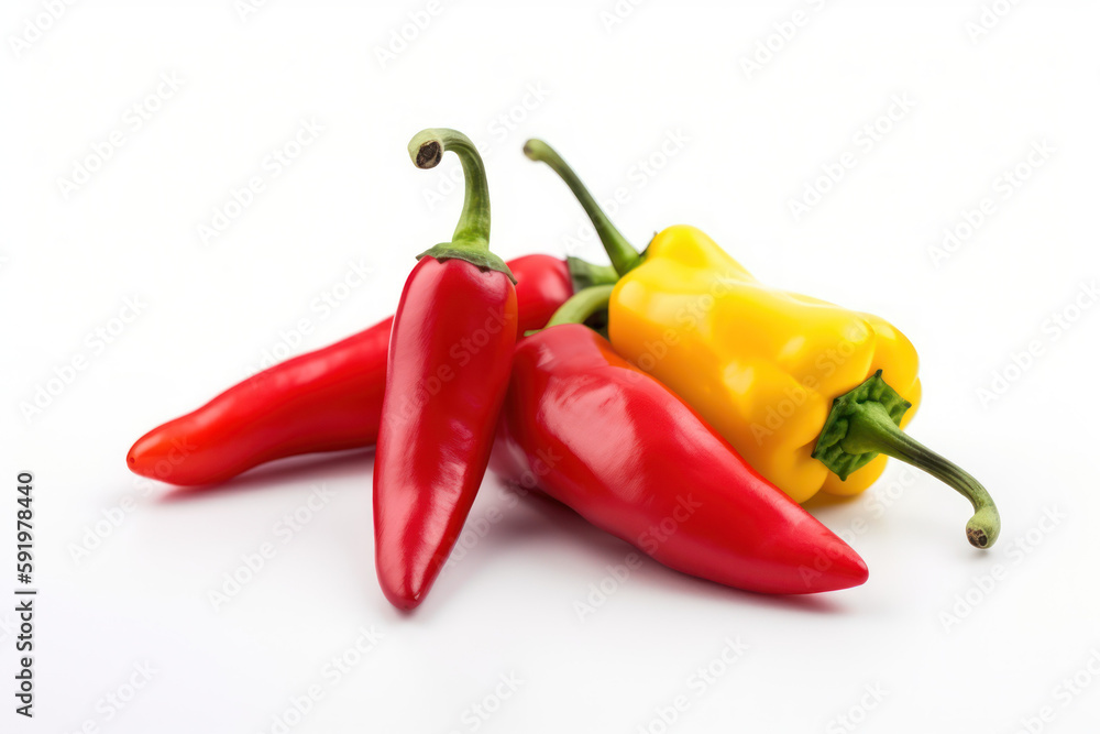 pepper, white background, spicy hot,generative ai, Fresh tasty vegetables, Fresh ingredients, cooking ingredients