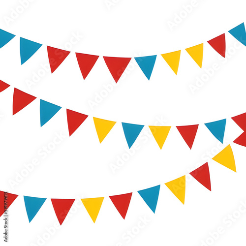 Carnival Garlands Of Colorful Flags Isolated On White Background