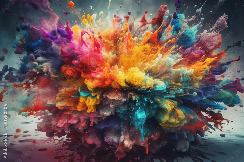 Colorful abstract background with splashes Ai generative