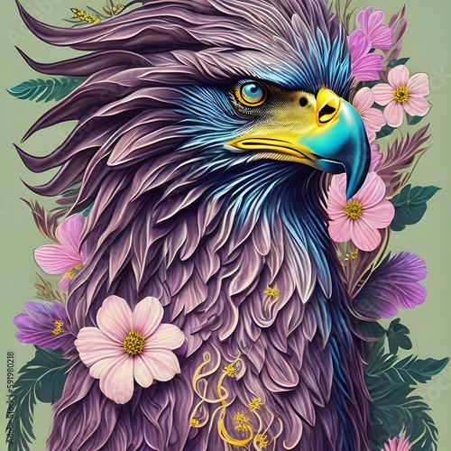 Wonderful eagle with flowers © Giuseppe