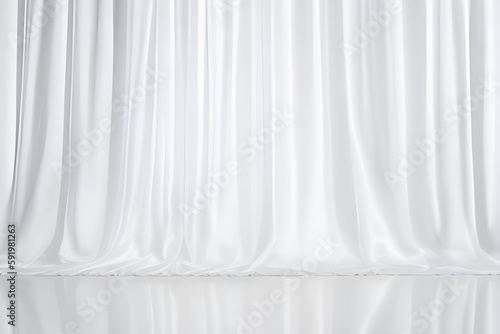 White Silk Curtain On White Background