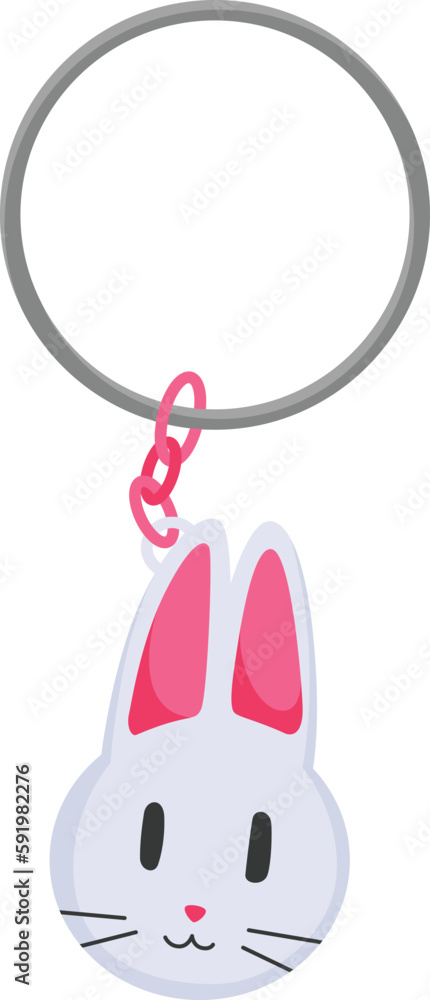 Keychain or keyholder icon. Cartoon color key ring, chain round holder or metal trinket. Modern keys pendant. Home rental or real estate concept. Vector illustration