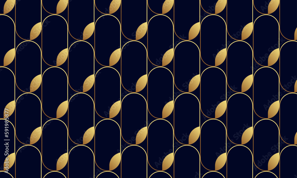 Obraz premium Gold geometric pattern. Art deco pattern. Navy blue and gold background. Luxury background. Vector pattern.
