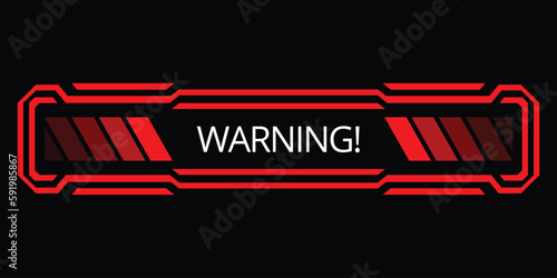 Hud danger alert. Attention vector red interface sign, warning or caution UI. Tech or digital cyber frame. System failure or danger zone