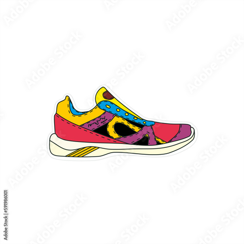retro styled colorful illustration of a shoe without laces for an icon or logo